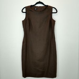 Talbots Brown Linen Business Sheath Dress Petite 8